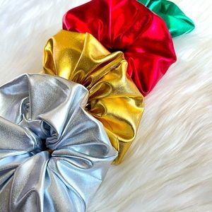 Metallic Scrunchie Set, 4-Pack Scrunchie Set, Chrome Scrunchies